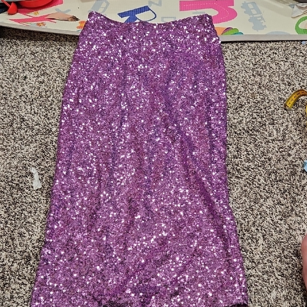 Hello Molly Purple Sequin Pencil Skirt